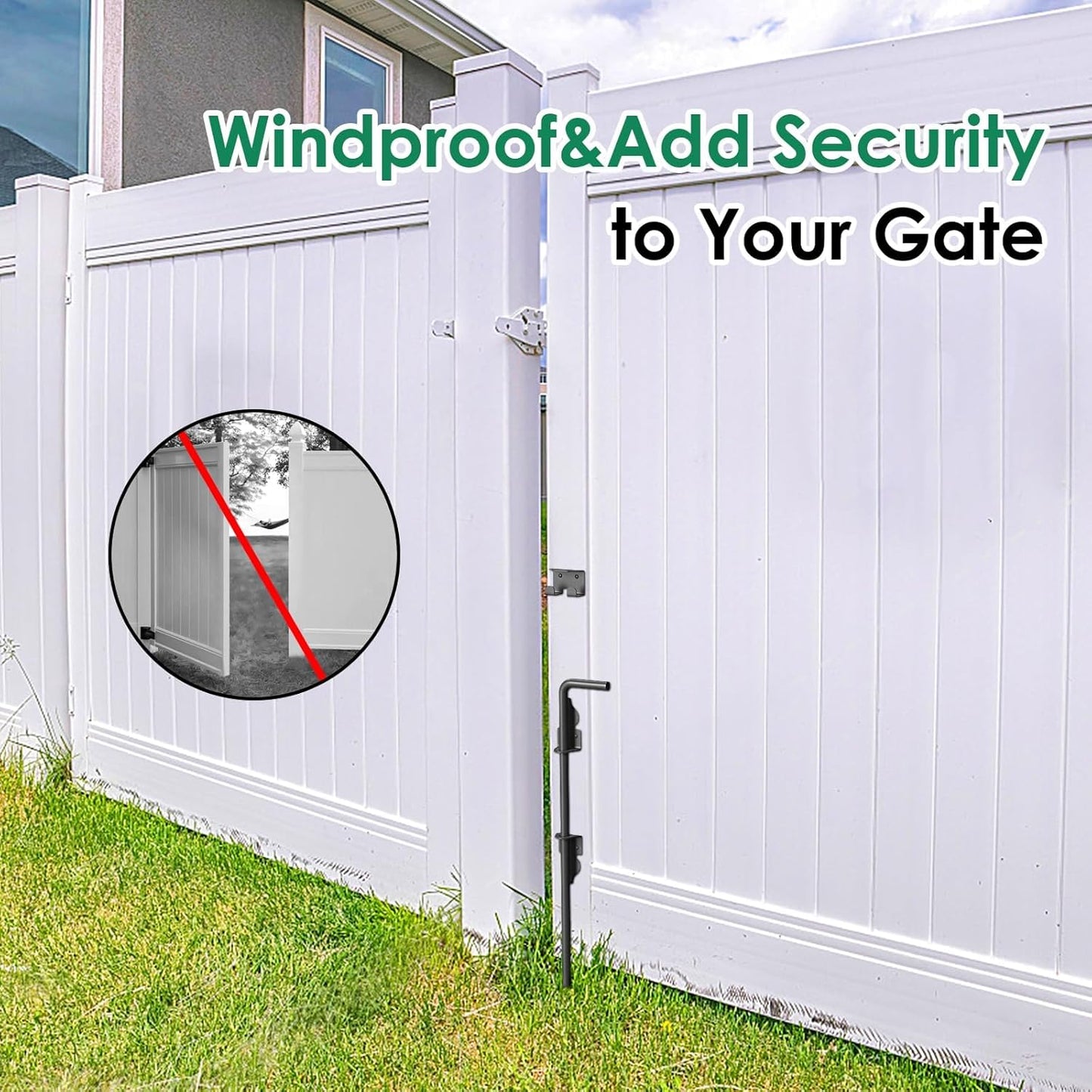 Heavy Duty 24 Inch Double Gate Latch for Wooden Fences - Cane Bolt Drop Rod for Metal Gates - Wrought Iron Latches 2 Pack