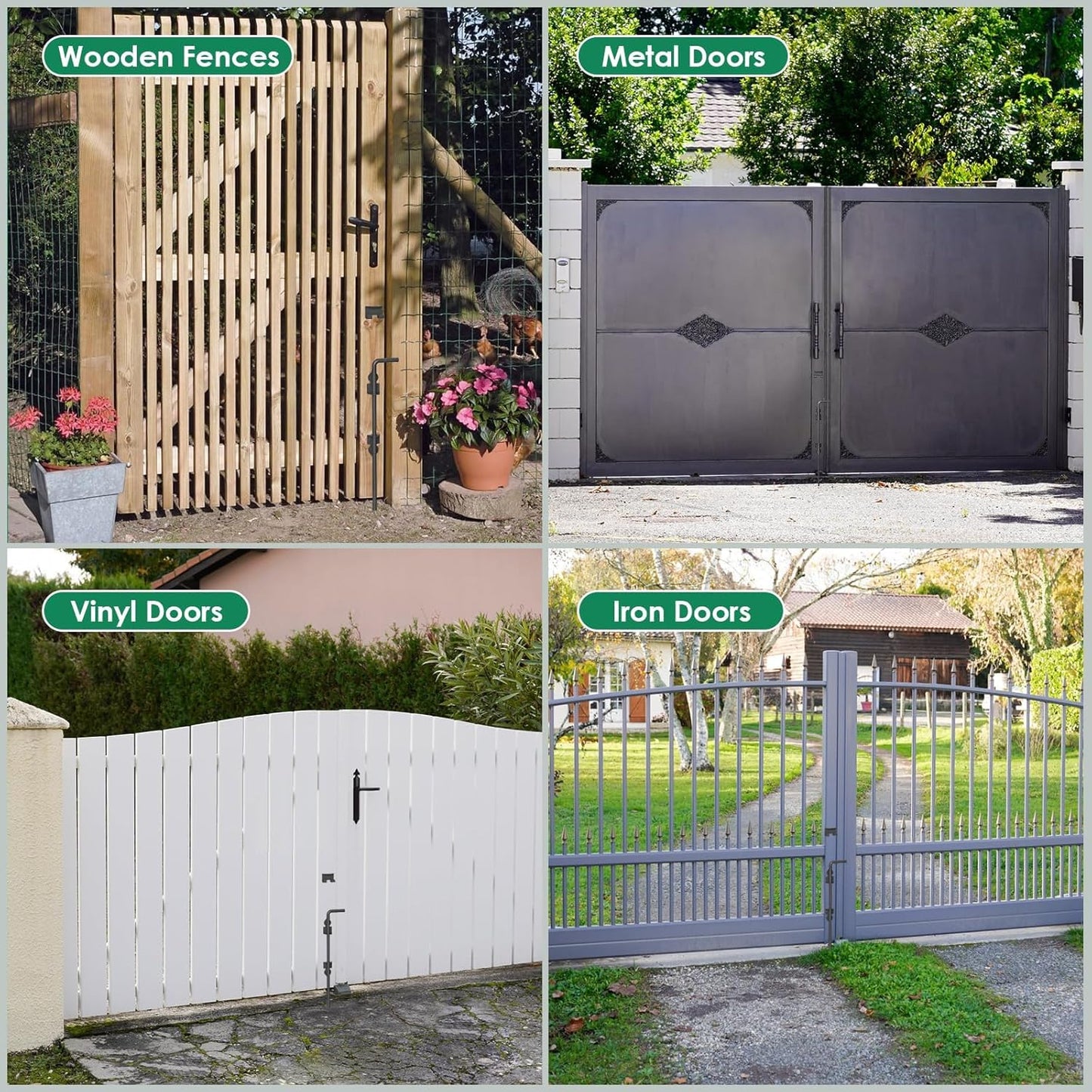 Heavy Duty 24 Inch Double Gate Latch for Wooden Fences - Cane Bolt Drop Rod for Metal Gates - Wrought Iron Latches 2 Pack