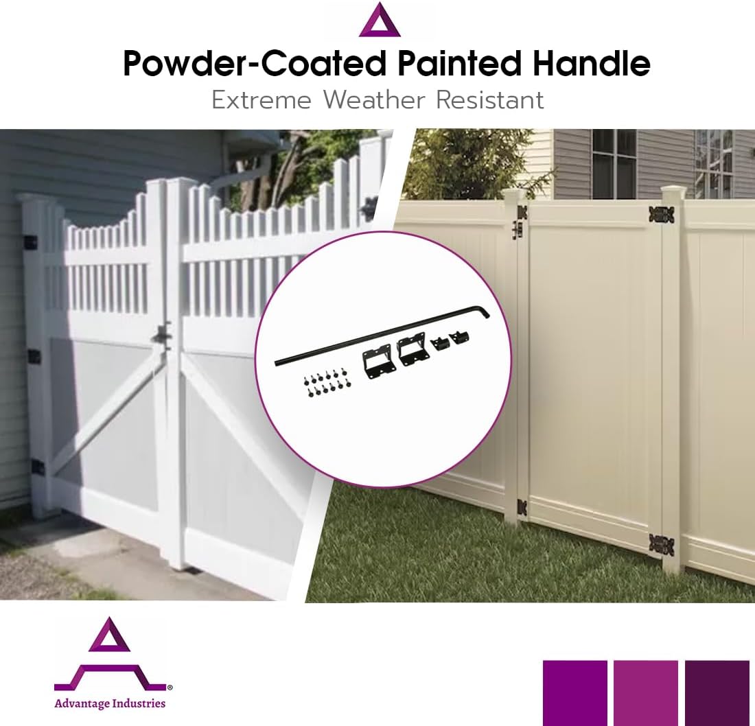 Heavy Duty 24" Stainless Steel Cane Bolt with Padlock Lockable Drop Rod, 5/8" Diameter - Black