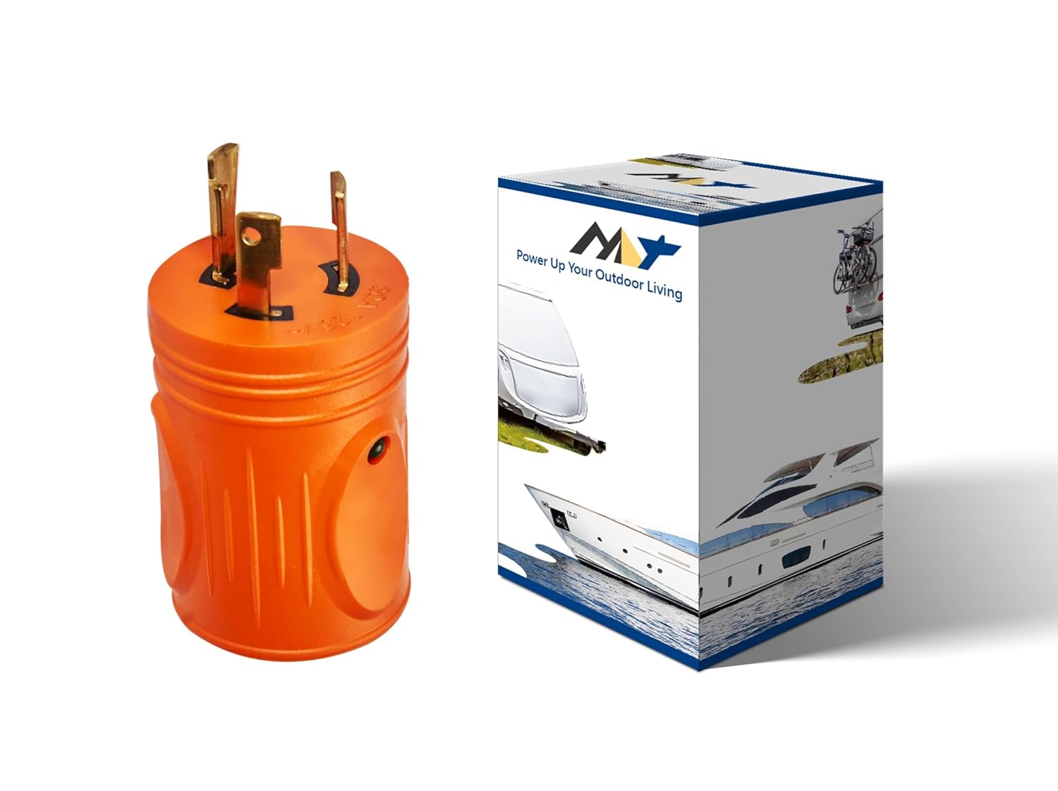 Heavy Duty 30 Amp Shore Power Adapter with NEMA L5-30P to 5-15R & 5-20R Household Inlet, LED Indicator, 10AWG Cable