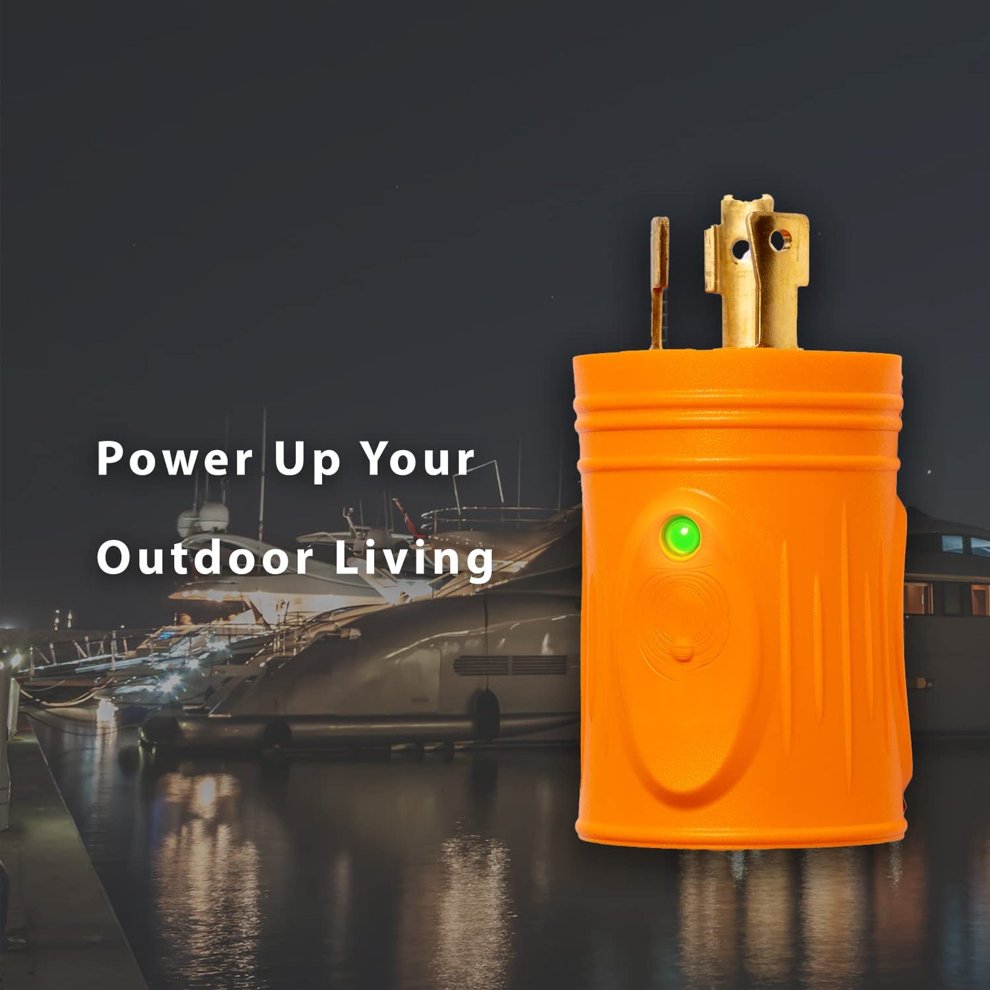 Heavy Duty 30 Amp Shore Power Adapter with NEMA L5-30P to 5-15R & 5-20R Household Inlet, LED Indicator, 10AWG Cable