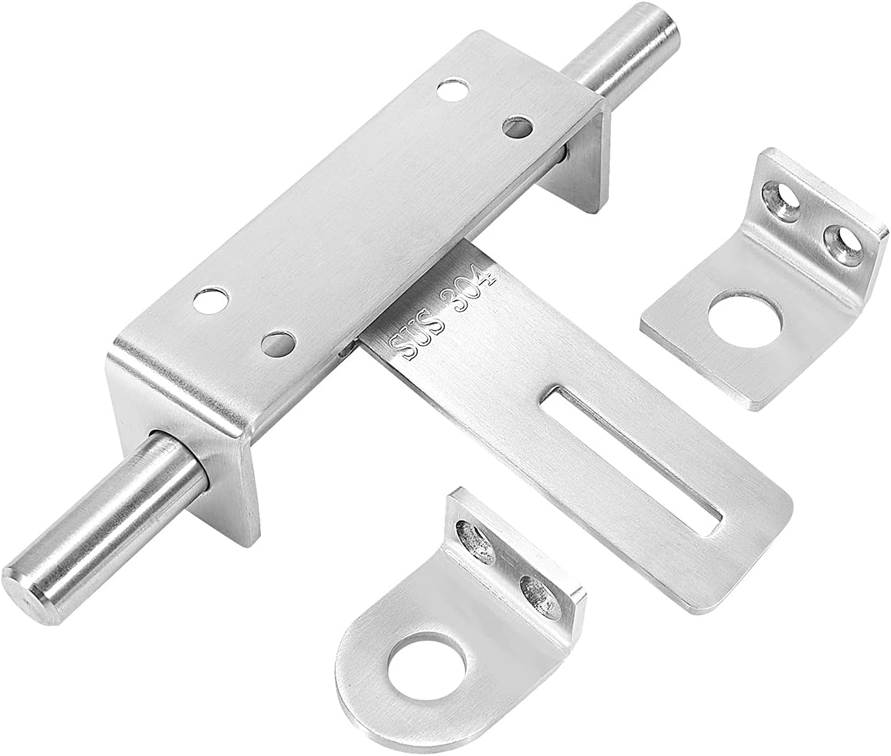 Heavy Duty 304 Stainless Steel Sliding Bolt Latch for Garden Shed, Garage Door, Barn Door - 1.1 lb, 7 inch Solid Gate Latch with Padlock Hole - 2 Pack