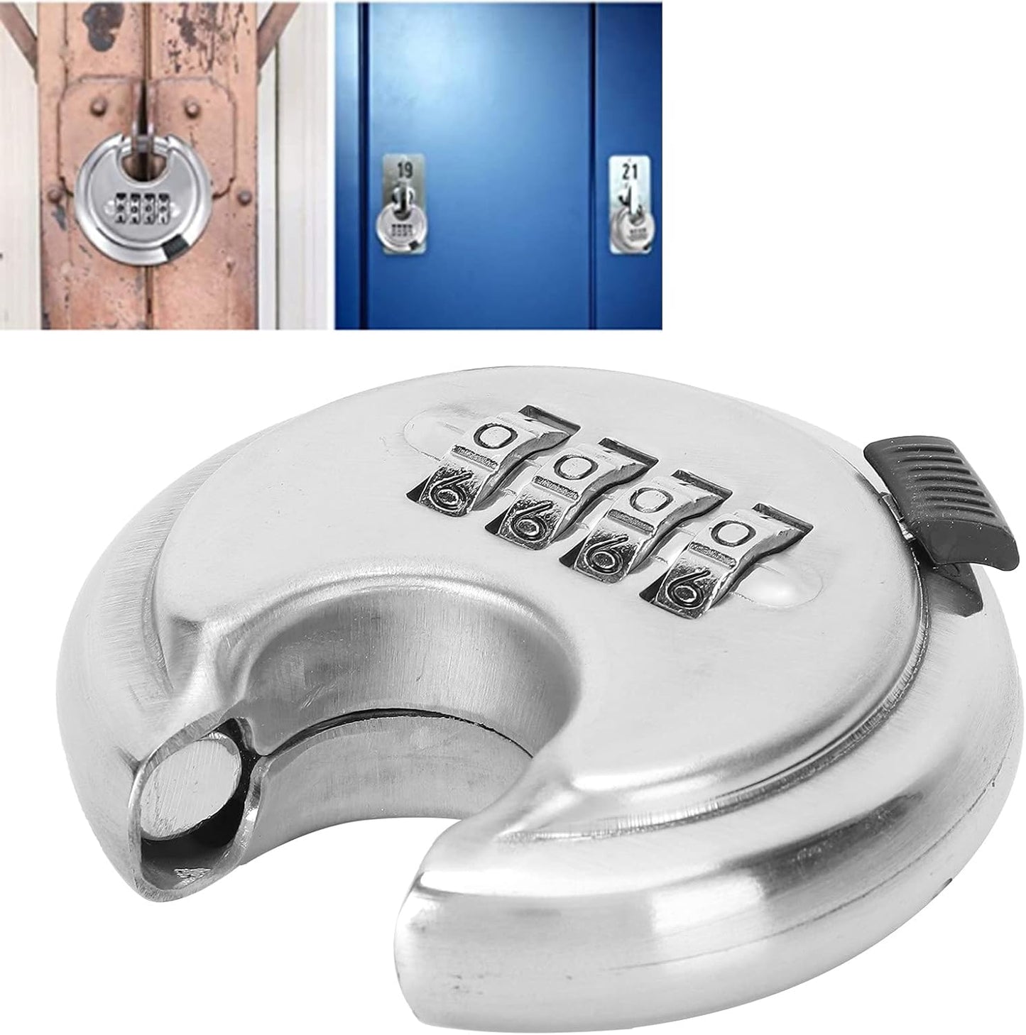 Heavy Duty 4 Digit Combination Disc Padlock for Trailer, Garage, Storage Unit - Hardened Steel Shackle - Outdoor Security Lock