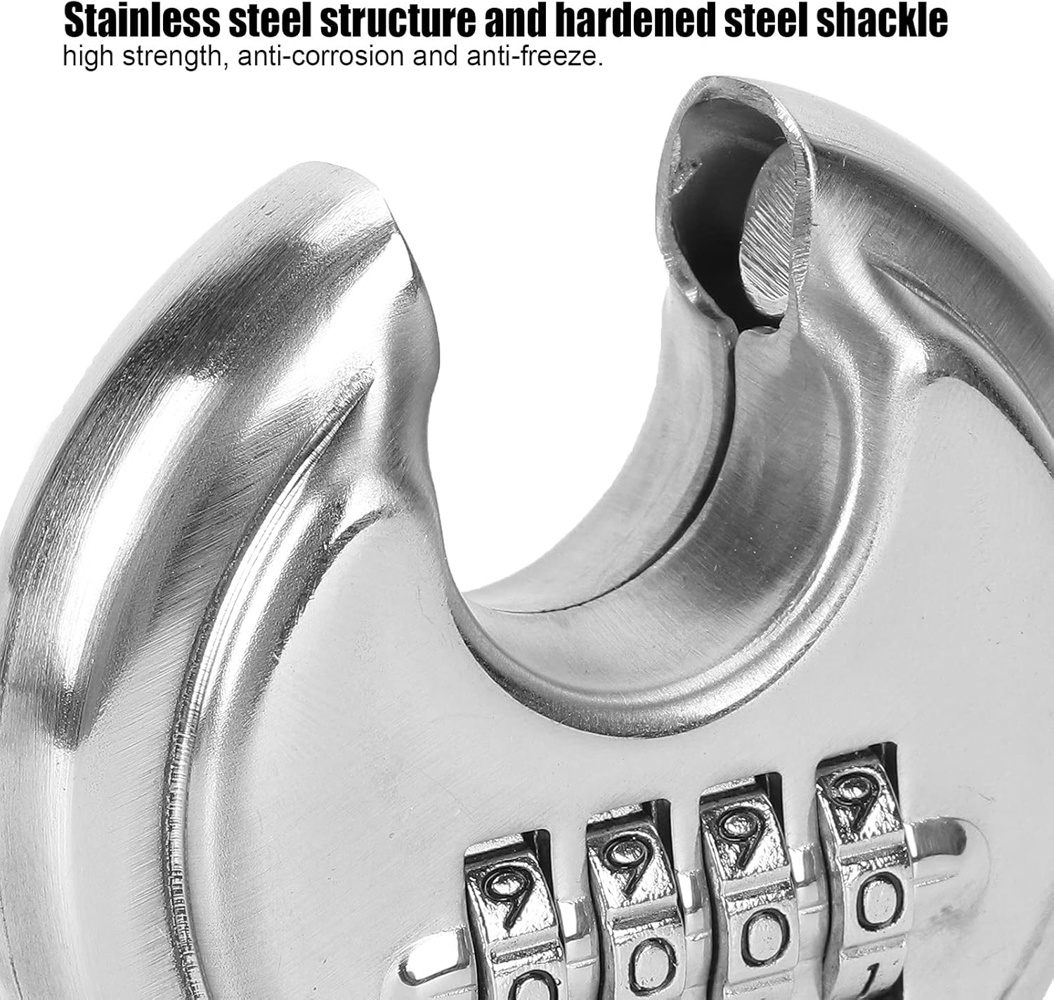 Heavy Duty 4 Digit Combination Disc Padlock for Trailer, Garage, Storage Unit - Hardened Steel Shackle - Outdoor Security Lock