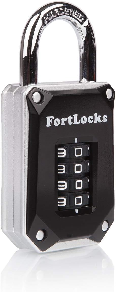 Heavy Duty 4-Digit Gym Locker Lock - Resettable Combo Code - Weatherproof Stainless Steel Padlock - Outdoor Combination Lock - Cut Proof - Easy Read Numbers - 1 Pack Silver - WildKart