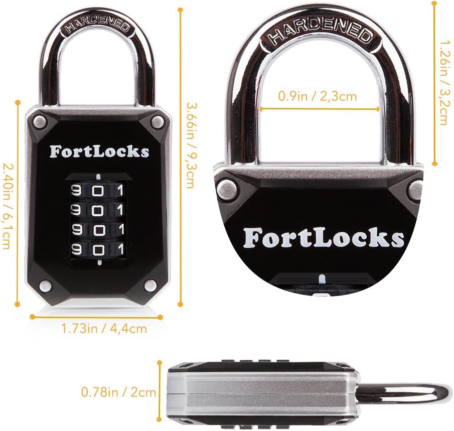 Heavy Duty 4-Digit Gym Locker Lock - Resettable Combo Code - Weatherproof Stainless Steel Padlock - Outdoor Combination Lock - Cut Proof - Easy Read Numbers - 1 Pack Silver - WildKart
