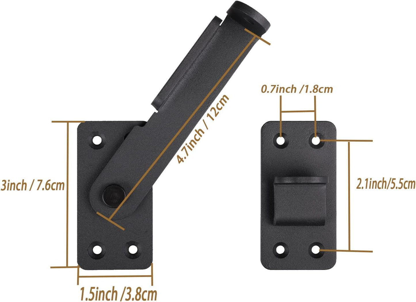 Heavy Duty 5" Flip Gate Latch with Padlock Hole for Wooden Fence, Barn Door, Shed, Cabinet - Matte Black