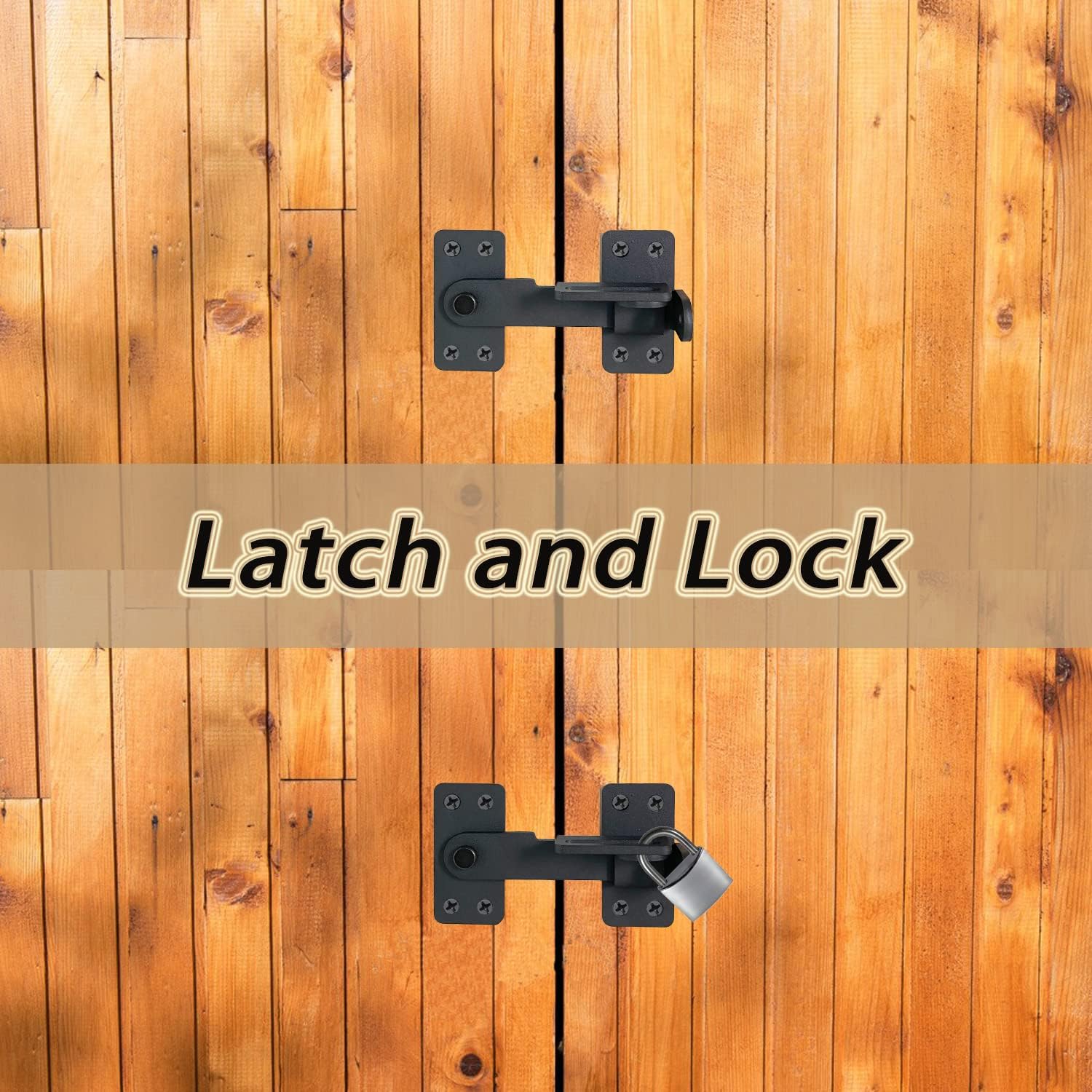 Heavy Duty 5" Flip Gate Latch with Padlock Hole for Wooden Fence, Barn Door, Shed, Cabinet - Matte Black