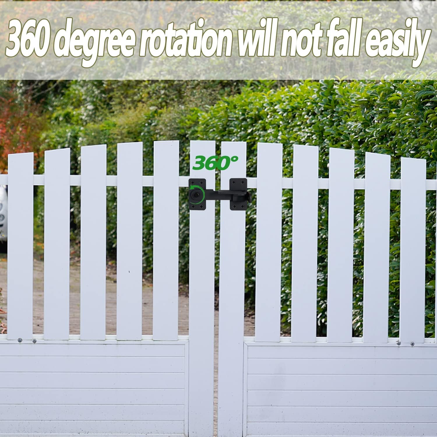 Heavy Duty 5" Flip Gate Latch with Padlock Hole for Wooden Fence, Barn Door, Shed, Cabinet - Matte Black