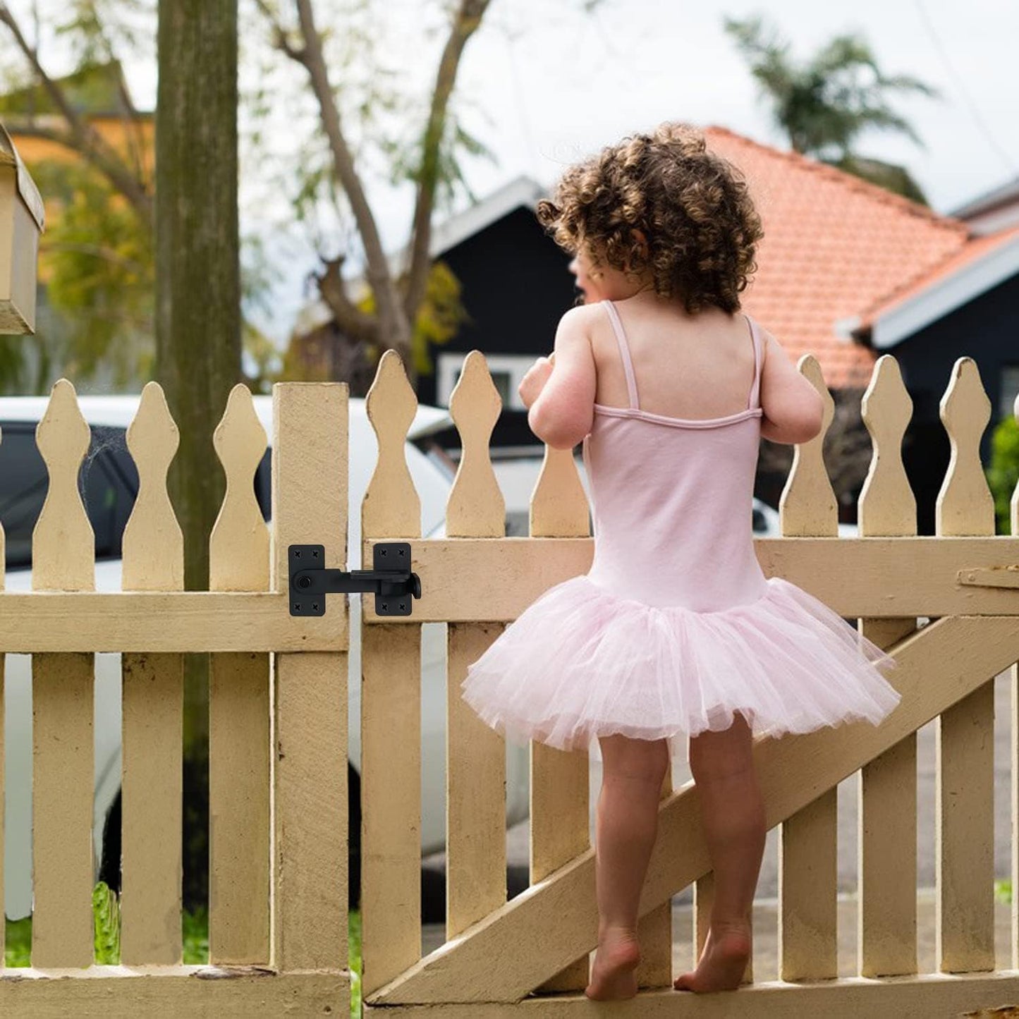 Heavy Duty 5" Flip Gate Latch with Padlock Hole for Wooden Fence, Barn Door, Shed, Cabinet - Matte Black