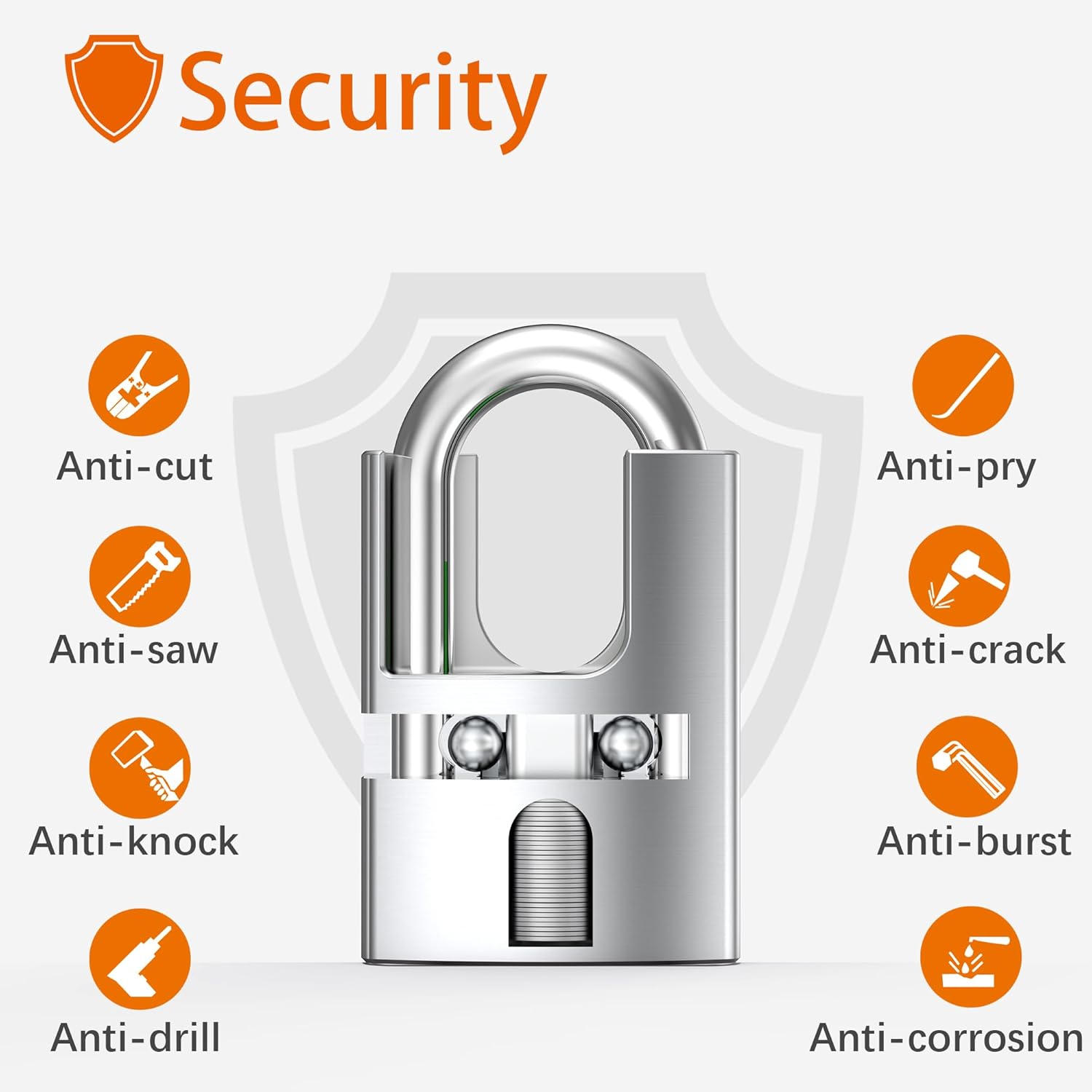 Heavy Duty 50mm Stainless Steel Outdoor Padlock with 3 Keys - Weatherproof & Anti Rust Security Lock for Door, Gate, Garden, Garage, Fence, Warehouse, Tool Box - WildKart