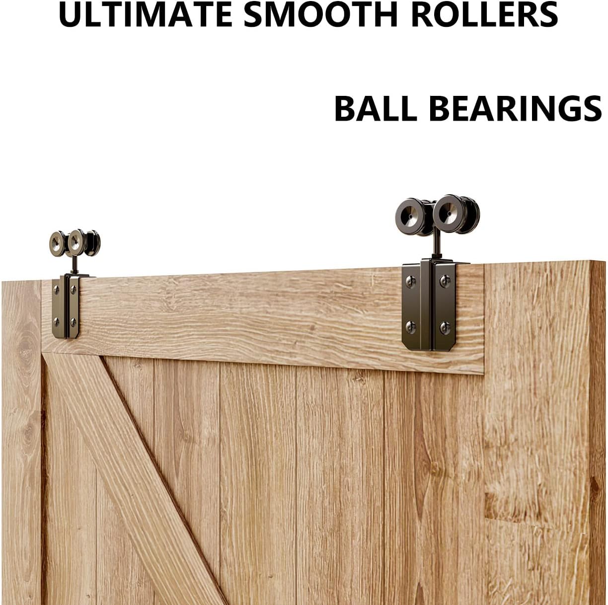 Heavy Duty 5FT Sliding Barn Door Track Kit for Indoor and Exterior Doors - Easy Install, Smooth & Quiet Operations, Ceiling Mount - SMARTSMITH Steel Hardware