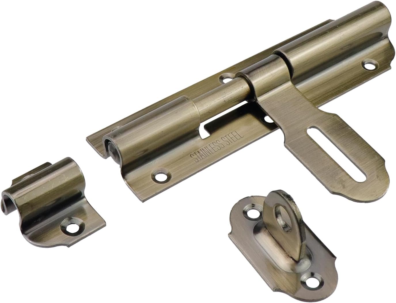 Heavy Duty 6-inch Sliding Door Latch with Padlock for Outdoor Fence Shed - Bronze Gate Lock Bolt Latch Kit