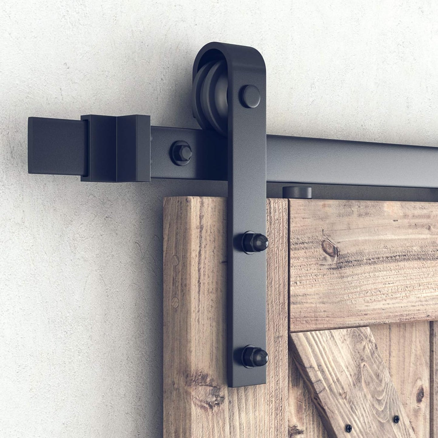 Heavy Duty 6.6 Ft Sliding Barn Door Hardware Kit - Smooth & Quiet - Easy to Install - Fits 40" Wide Door Panel - Step-by-Step Instructions (J Shape Hanger)