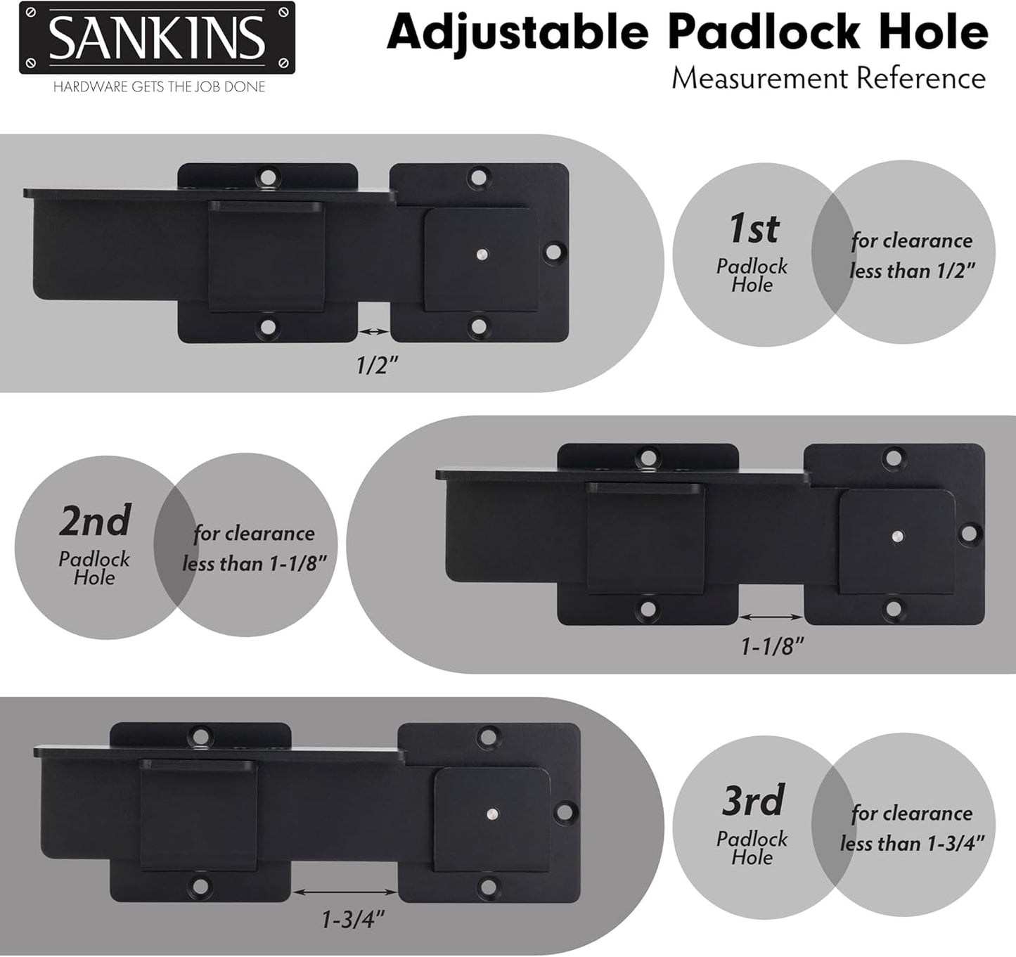 Heavy Duty 7-1/2" Flip Gate Latch with Padlock Hole - Adjustable Safety Door Latch for Wooden Fence, Barn Door, Shed - Black