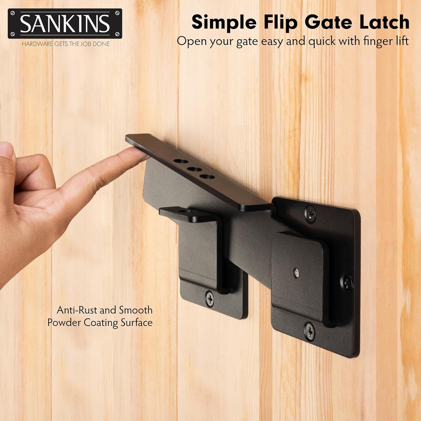 Heavy Duty 7-1/2" Flip Gate Latch with Padlock Hole - Adjustable Safety Door Latch for Wooden Fence, Barn Door, Shed - Black