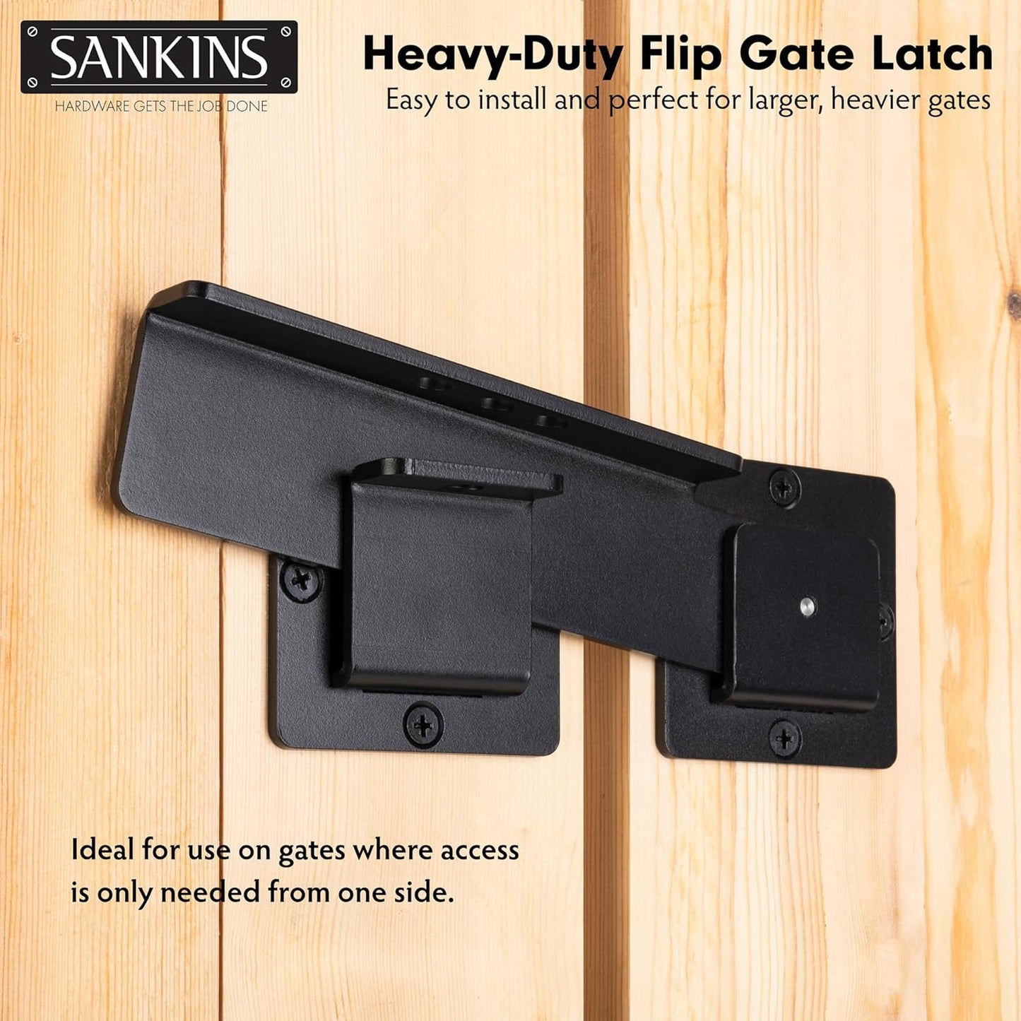 Heavy Duty 7-1/2" Flip Gate Latch with Padlock Hole - Adjustable Safety Door Latch for Wooden Fence, Barn Door, Shed - Black