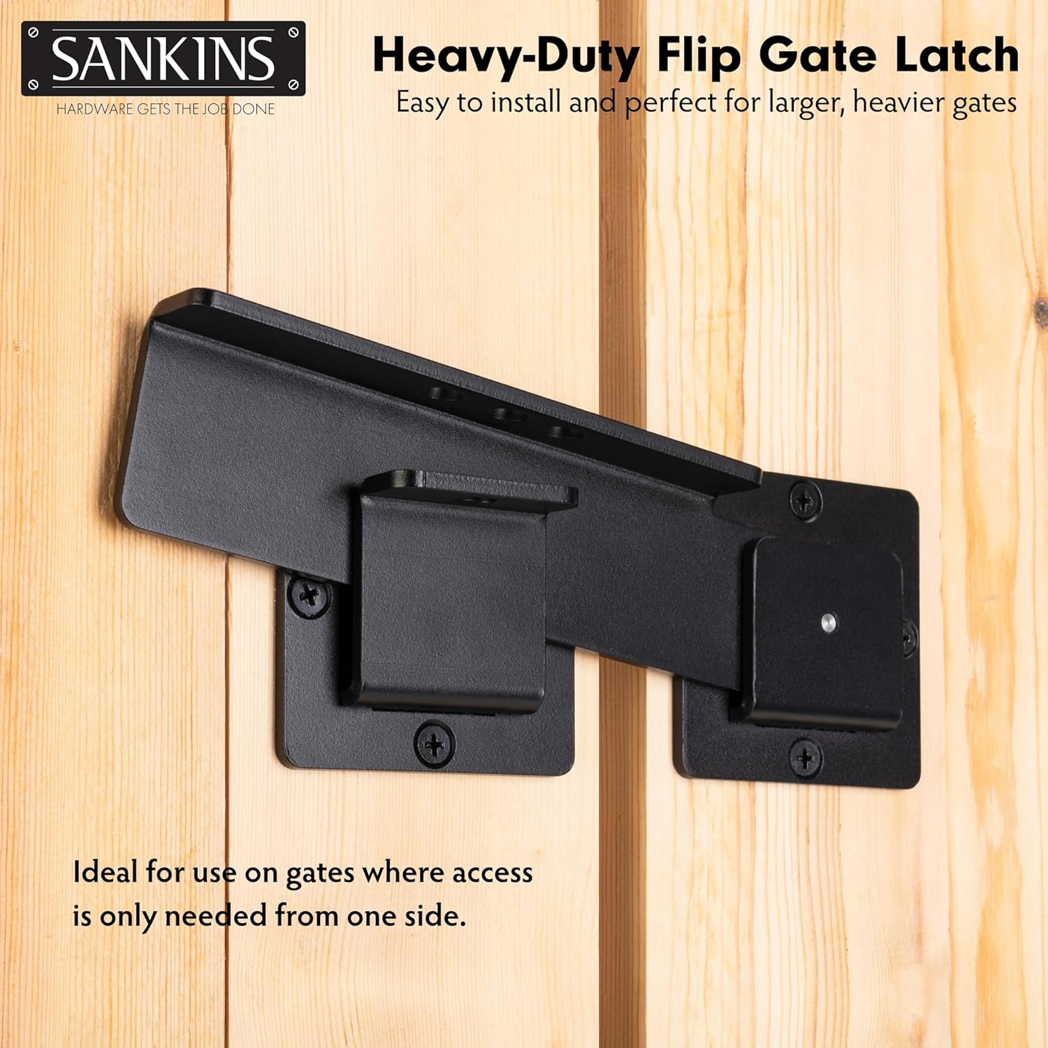 Heavy Duty 7-1/2" Flip Gate Latch with Padlock Hole - Adjustable Safety Door Latch for Wooden Fence, Barn Door, Shed - Black