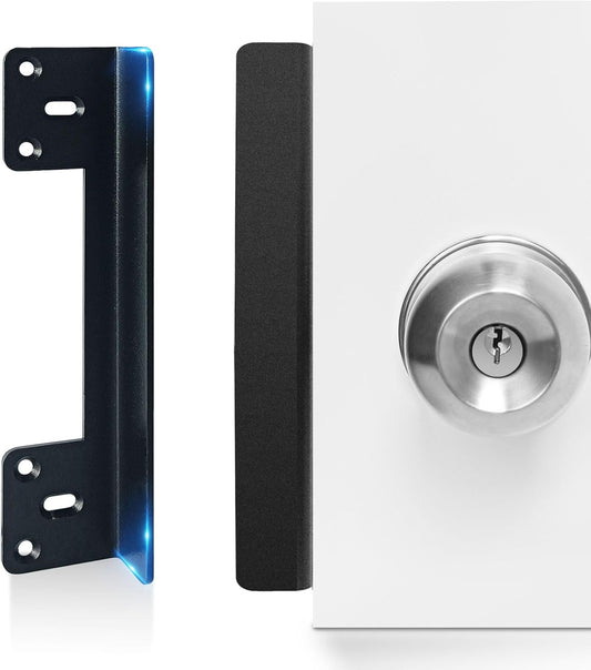 Heavy Duty 7" Door Latch Guard Plate with 1" Offset Cover for Outswing Doors - Security Shield for Door Knobs/Deadbolts - 1 Pack