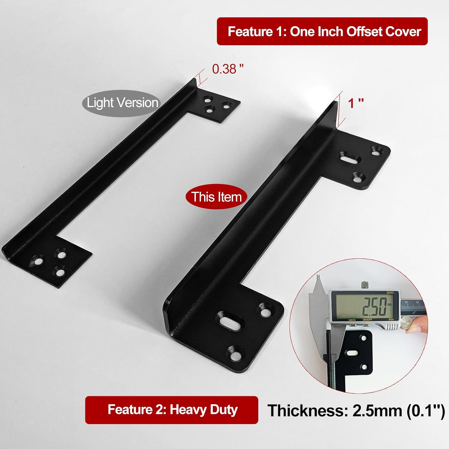 Heavy Duty 7" Door Latch Guard Plate with 1" Offset Cover for Outswing Doors - Security Shield for Door Knobs/Deadbolts - 1 Pack