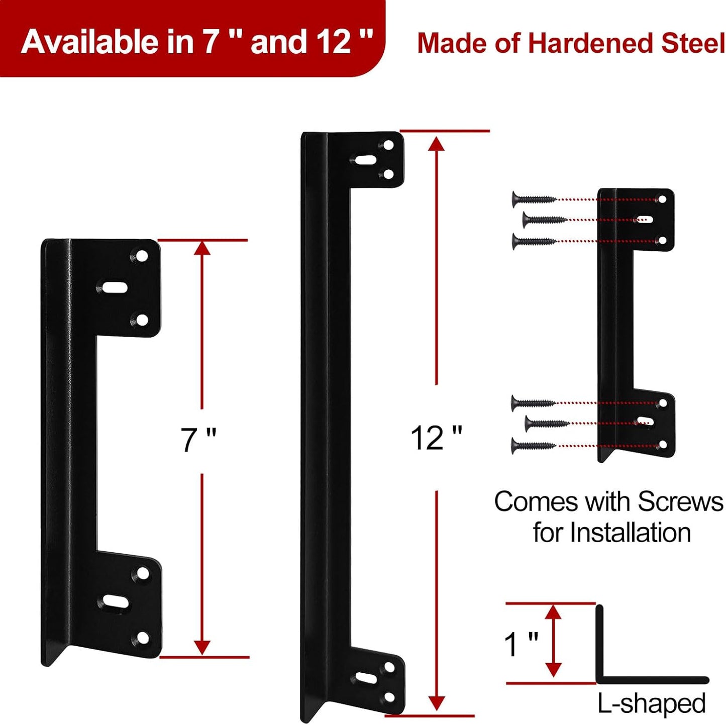 Heavy Duty 7" Door Latch Guard Plate with 1" Offset Cover for Outswing Doors - Security Shield for Door Knobs/Deadbolts - 1 Pack