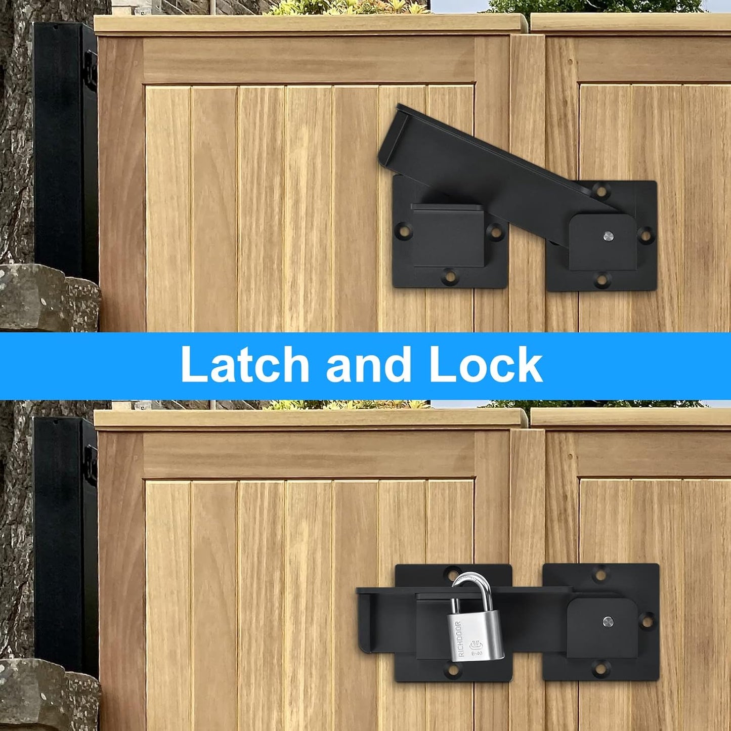 Heavy Duty 7.5" Flip Gate Latch Lock with Padlock Hole - Adjustable Aluminum Alloy Door Latch for Sliding and Swing Open Doors - Ideal for Outdoor Gates, Fences, Barns, Sheds, Garages, and Yards