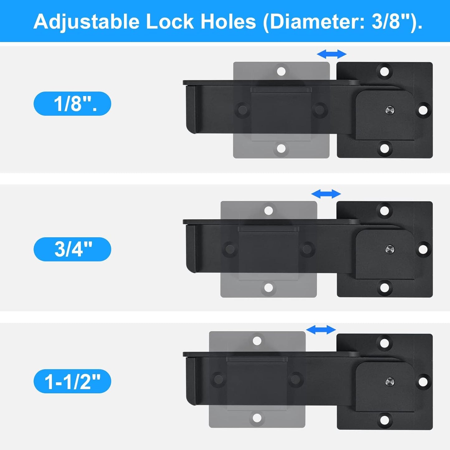 Heavy Duty 7.5" Flip Gate Latch Lock with Padlock Hole - Adjustable Aluminum Alloy Door Latch for Sliding and Swing Open Doors - Ideal for Outdoor Gates, Fences, Barns, Sheds, Garages, and Yards