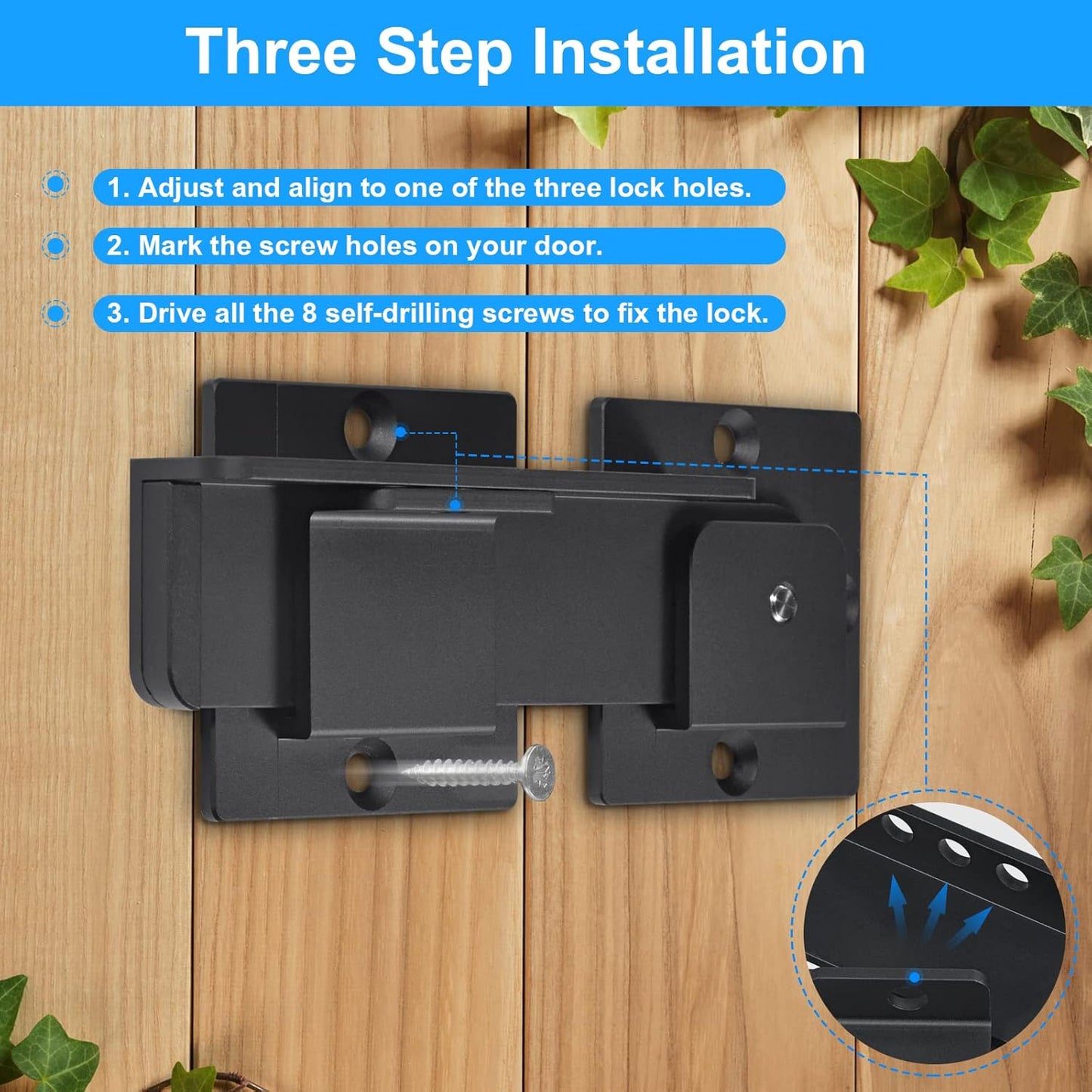 Heavy Duty 7.5" Flip Gate Latch Lock with Padlock Hole - Adjustable Aluminum Alloy Door Latch for Sliding and Swing Open Doors - Ideal for Outdoor Gates, Fences, Barns, Sheds, Garages, and Yards