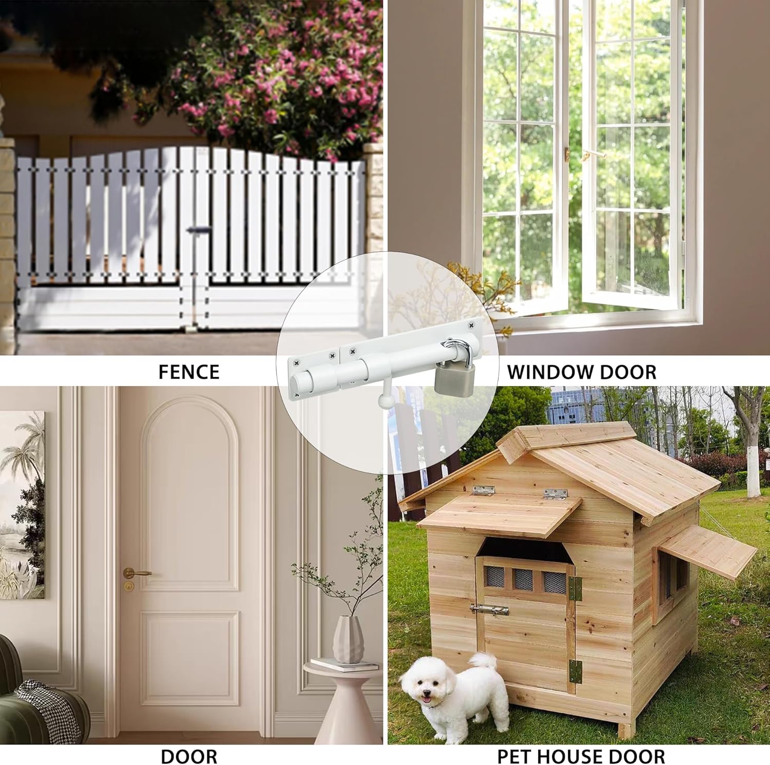 Heavy Duty 8-inch White Stainless Steel Slide Bolt Latch for Fences, Barn Doors, and Interior/Exterior Use - WildKart