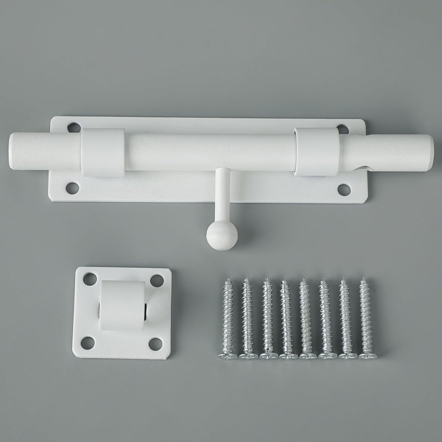 Heavy Duty 8-inch White Stainless Steel Slide Bolt Latch for Fences, Barn Doors, and Interior/Exterior Use - WildKart