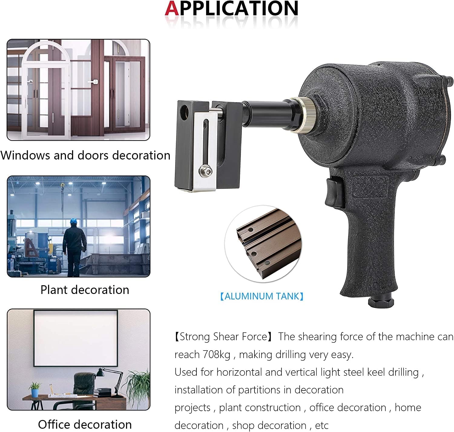 Heavy Duty 8mm Pneumatic Metal Hole Punch Tool for Doors, Windows, and Sheet Metal - Industrial Flange Opener for Home, Office, Factory