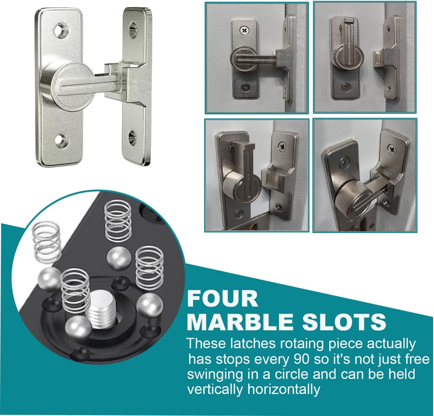 Heavy Duty 90 Degree Barn Door Lock Hardware | Flip Latch Safety Bolt for Sliding Doors | Ideal for Garden, Bathroom, Garage, Windows | Nickel Finish