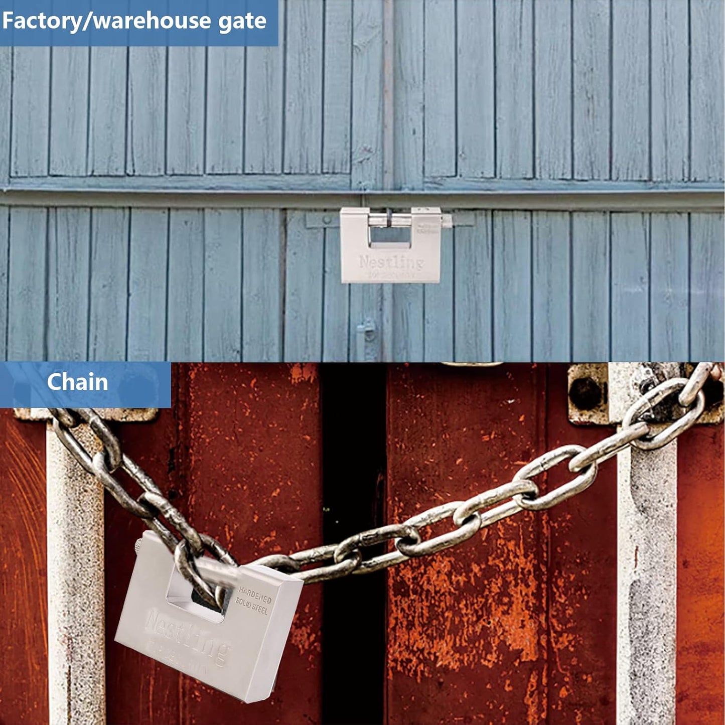 Heavy Duty 94mm D-Shaped Solid Brass Padlock with 5 Keys for High Security - Ideal for Garage, Containers, Shed, Gate, Warehouse - Outdoor Keyed Padlock - WildKart