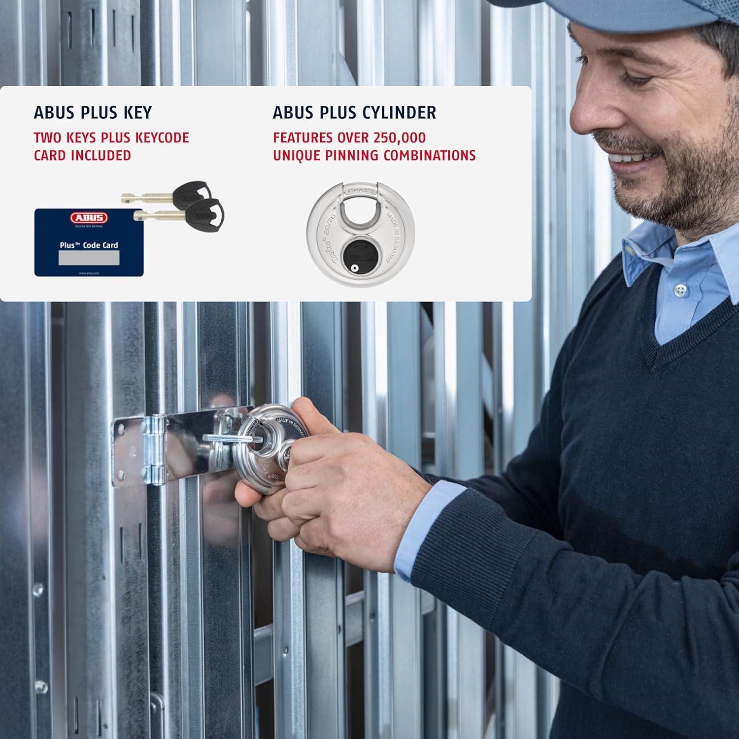 Heavy Duty ABUS Diskus 20/70 Stainless Steel Padlock with 3/8" Shackle - Rustproof Storage Lock - Made in Germany - WildKart