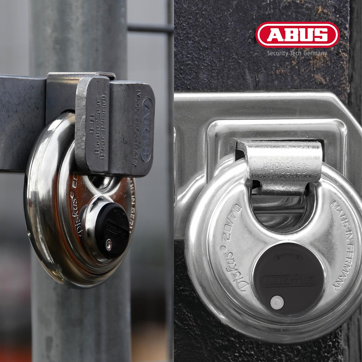 Heavy Duty ABUS Diskus 20/70 Stainless Steel Padlock with 3/8" Shackle - Rustproof Storage Lock - Made in Germany - WildKart
