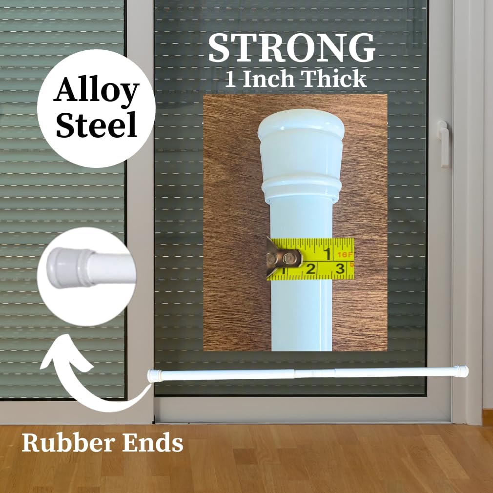 Heavy Duty Adjustable Security Bar for Sliding Glass Doors, Windows, Porches - White, 29.25-53 Inches