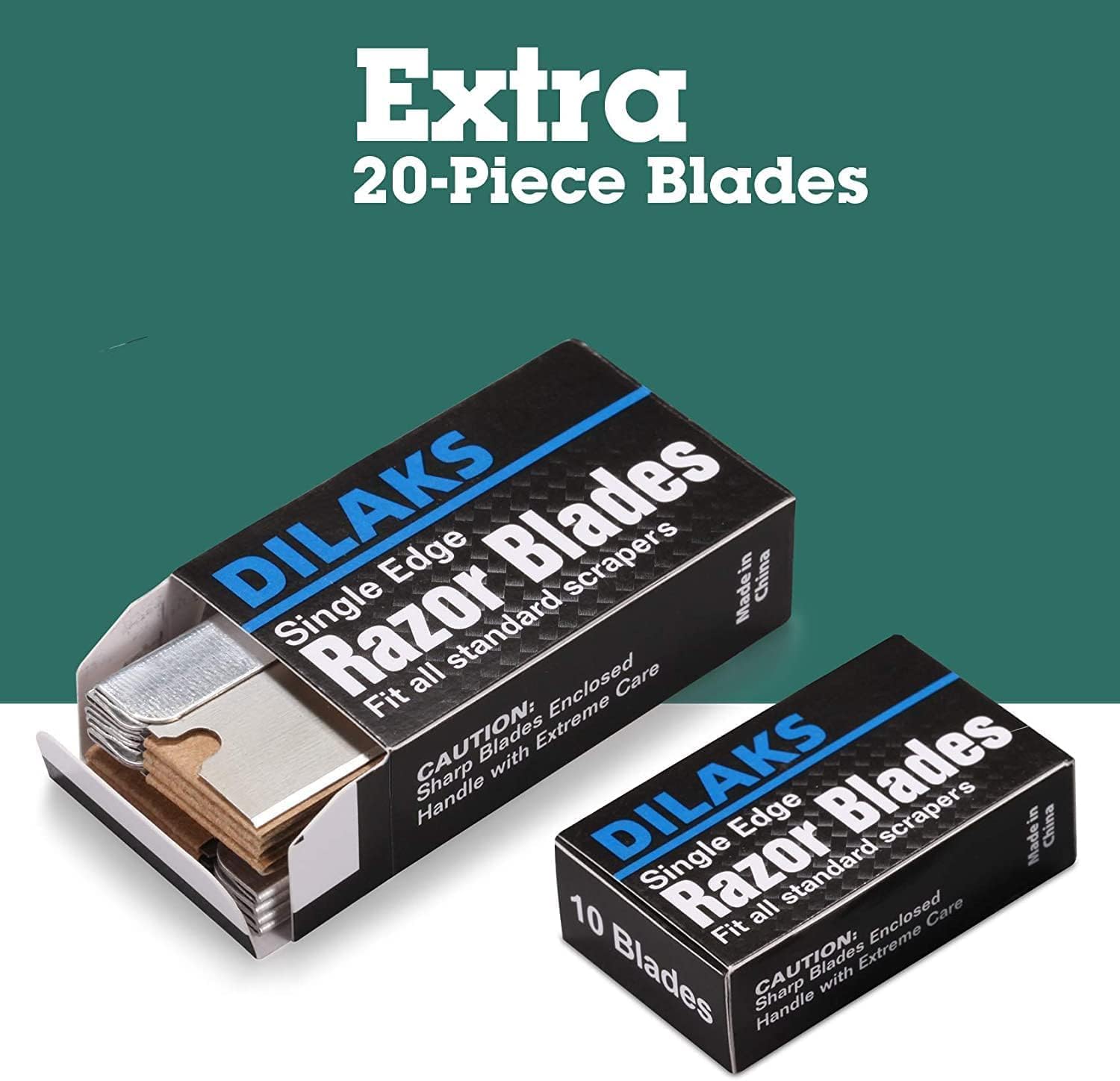 Heavy Duty All Metal Razor Scraper with 20 Extra Blades - 2 Pack