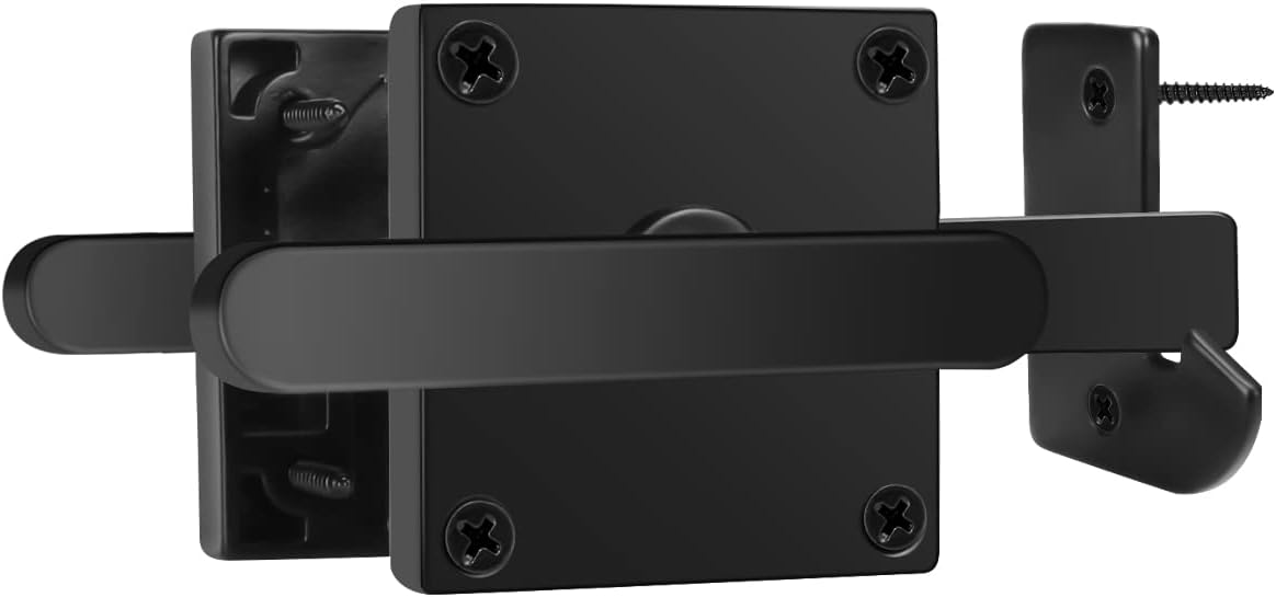Heavy Duty Aluminum Gate Latch for Wooden Fence - Double Side Swinging Door Hardware in Black Finish by Bdmetals