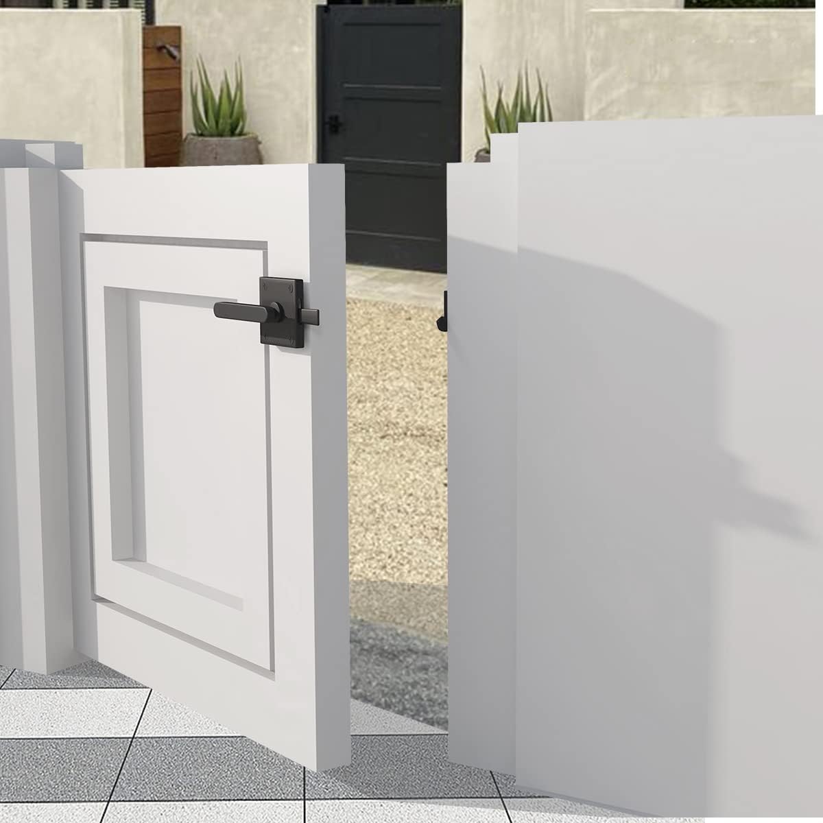 Heavy Duty Aluminum Gate Latch for Wooden Fence - Double Side Swinging Door Hardware in Black Finish by Bdmetals