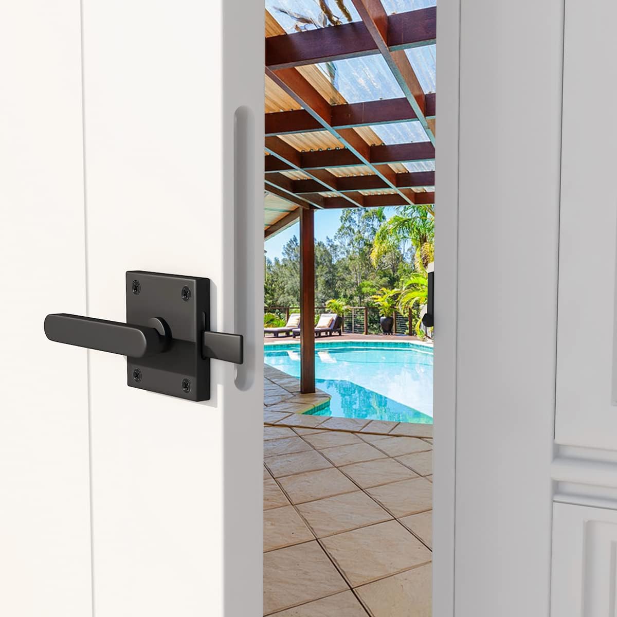 Heavy Duty Aluminum Gate Latch for Wooden Fence - Double Side Swinging Door Hardware in Black Finish by Bdmetals