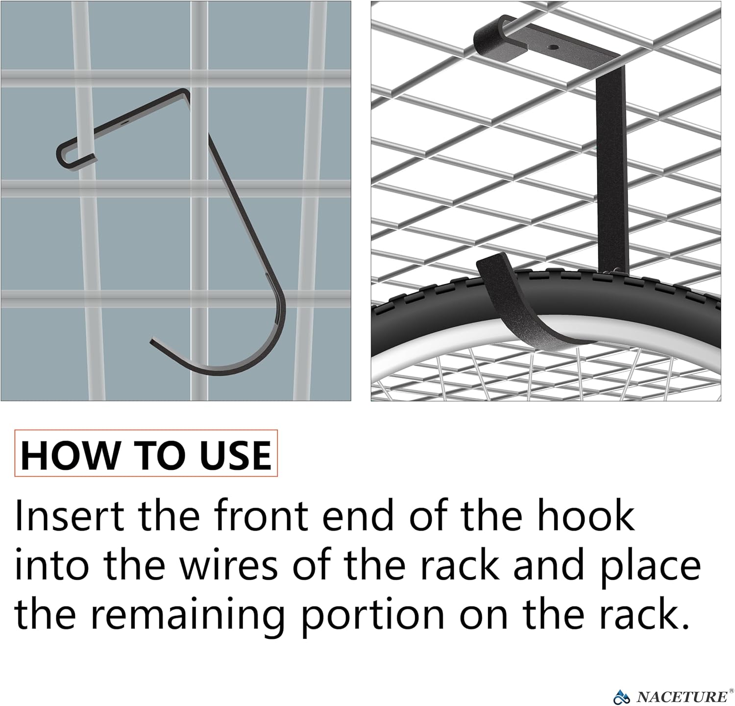 Heavy Duty Bike Hooks for Garage Ceiling Mount Rack - 4X8 Overhead Storage Rack for Hanging Bicycles, Includes Flat Hooks and Wall Hangers (4 Pack)