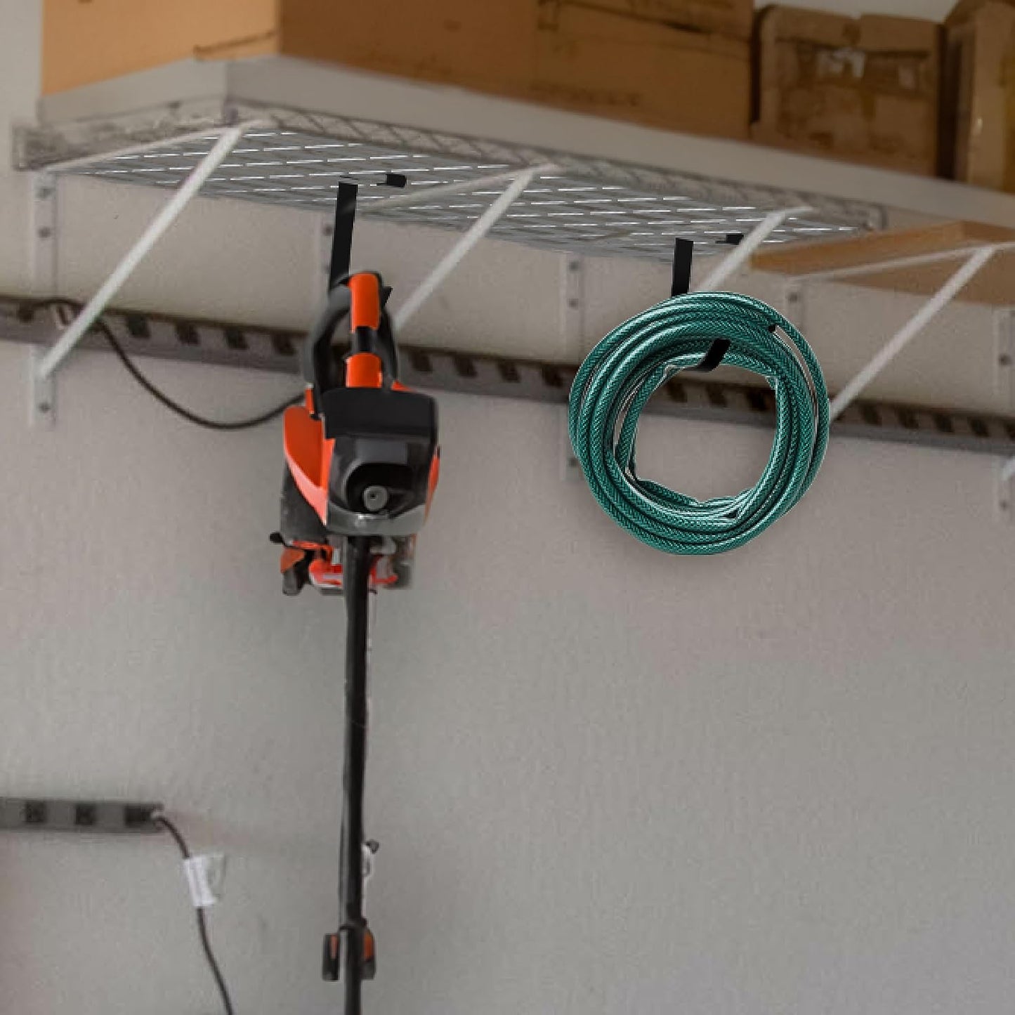 Heavy Duty Bike Hooks for Garage Ceiling Mount Rack - 4X8 Overhead Storage Rack for Hanging Bicycles, Includes Flat Hooks and Wall Hangers (4 Pack)