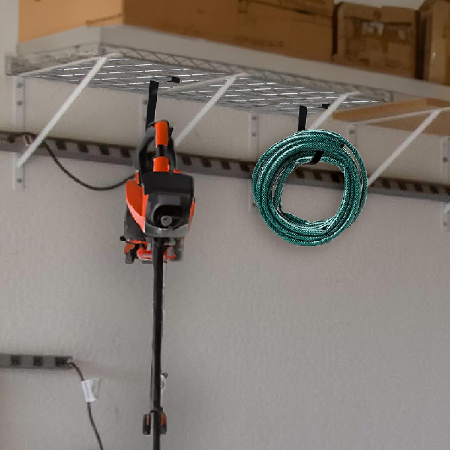 Heavy Duty Bike Hooks for Garage Ceiling Mount Rack - 4X8 Overhead Storage Rack for Hanging Bicycles, Includes Flat Hooks and Wall Hangers (4 Pack)