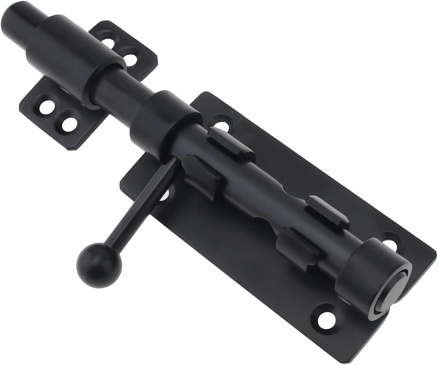 Heavy Duty Black Barrel Bolt Door Latch with Padlock Hole - 6.3 Inch Stainless Steel Gate Barn Lock for Slide Doors - WildKart