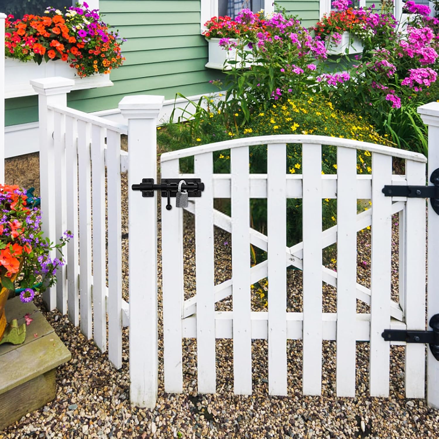 Heavy Duty Black Barrel Bolt Door Latch with Padlock Hole - 6.3 Inch Stainless Steel Gate Barn Lock for Slide Doors - WildKart