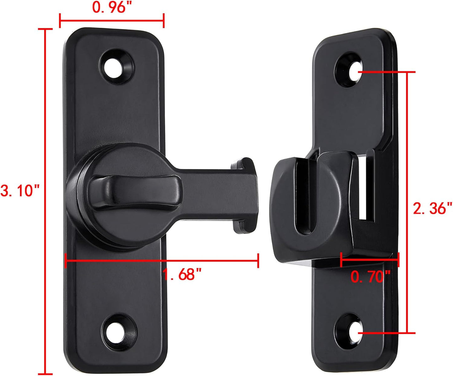 Heavy-Duty Black Flip Latch Lock for Enhanced Security - Ideal for Barns, Gates, and More - 90/180 Degree Sliding and Swing Door Latch