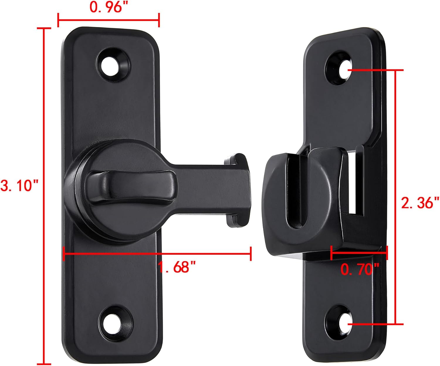 Heavy-Duty Black Flip Latch Lock for Enhanced Security - Ideal for Barns, Gates, and More - 90/180 Degree Sliding and Swing Door Latch