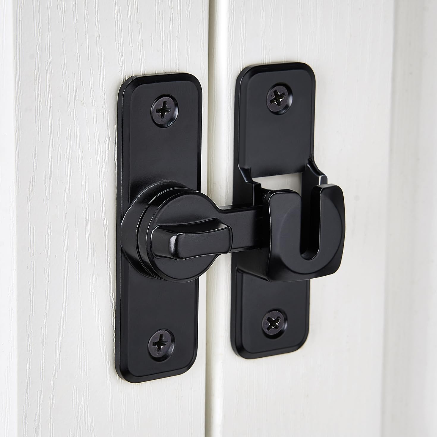 Heavy-Duty Black Flip Latch Lock for Enhanced Security - Ideal for Barns, Gates, and More - 90/180 Degree Sliding and Swing Door Latch