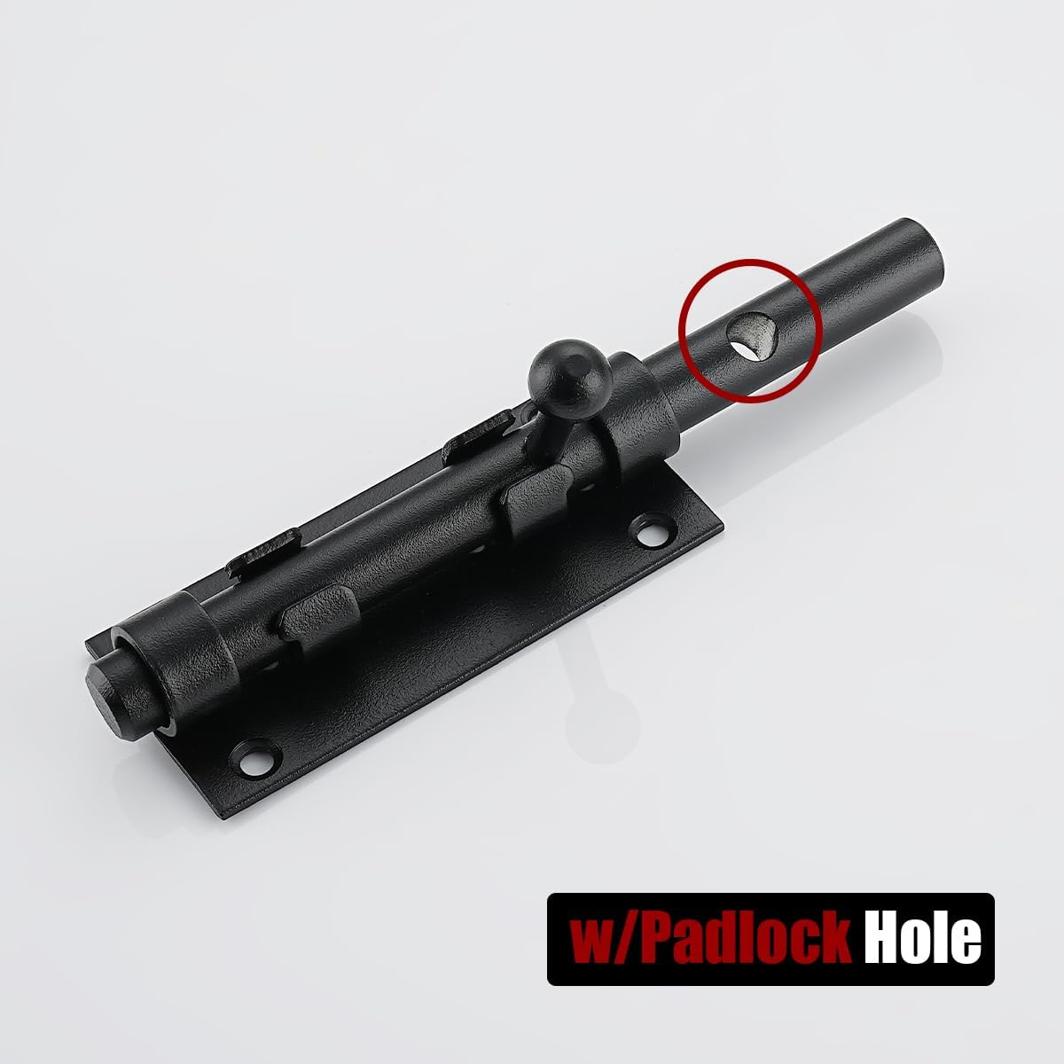 Heavy Duty Black Sliding Bolt Gate Latch 6.3 Inch, 2 Pack Interior Door Latches with Padlock Hole - 304 Stainless Steel Bar Bolt, Thick 2.4mm - DL300-BK-P2