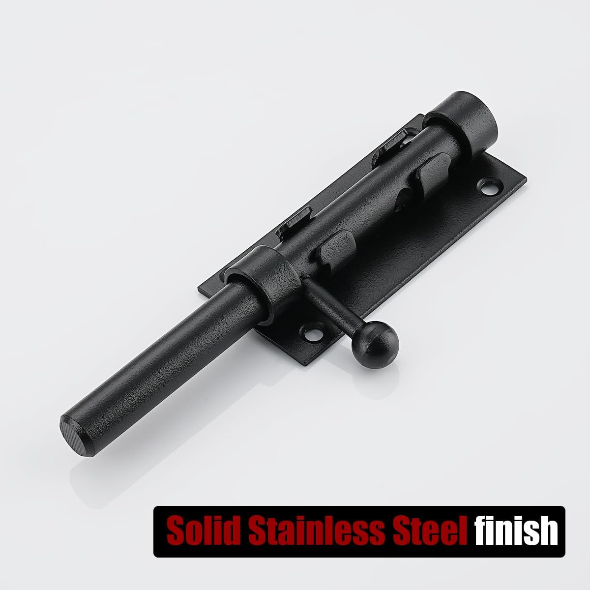Heavy Duty Black Sliding Bolt Gate Latch 6.3 Inch, 2 Pack Interior Door Latches with Padlock Hole - 304 Stainless Steel Bar Bolt, Thick 2.4mm - DL300-BK-P2